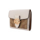 COACH luxury women's short wallet/clutch light brown with white PVC with leather 7250IMDJ8