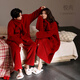 Yuenei Pajamas Wedding Newlywed Couple Set Autumn and Winter Women's Nightgown Plus Velvet Coral Velvet Home Clothes Men's Zodiac Year 34403 Retro Red With Scarf Men's L (Male 110-140 Jin Jin equals 0.5 kg / Female 110-120 Jin Jin equals 0.5 kg)