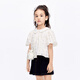 Little MO&Co. Children's Clothing Girls' Puff Sleeve Doll Collar Short Sleeve Tops Little Girls Children's KBD1TOP007 Yellow and White Checkered Color 120 120/60