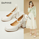 Daphne French thick heel single shoes female bridesmaid Mary Jane shoes temperament high heels evening shoes 4623404078 beige 38