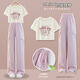 Disney (Disney) Girls Summer Stile 2024 Новый модный детский интернет-знаменитый знаменитость Лето-стиль учеников средней школы Лето с коротким рукавом с двумя частями 15029 Purple + 9889 White 170 см.