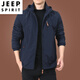 Jeep Spirit Outdoor Herrenjacke Herbst und Winter 2022 Neue Herbstkleidung mittleren Alters mittleren Alters und Herren Frühlings- und Herbst-Dicke 9898 Khaki Style plus Fleece m