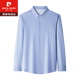 皮尔卡丹（pierre cardin）高级感100%桑蚕丝长袖衬衫男士2023秋季条纹商务正装衬衣男免烫 BY9908款-红条 190/58【适合体重185-220斤】