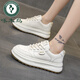 Woodpecker genuine leather round-toe white shoes for women 2025 autumn new thick-soled casual sneakers for students with skirts and sneakers off-white main picture 36