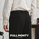 FULL MONTY strong twisted wool machine washable trousers men's business formal wear men's loose high-waisted trousers suit trousers black 20016 (four seasons) 32