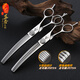 Black Bird King high-end professional curved fish bone scissors curved tooth scissors for beauticians shop special for hair trimming and shaving, super smooth feel 7 inches curved fish bone + curved teeth | baby's breath