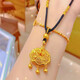 Fat Donglai's same style k gold longevity lock gold pendant for women 3D hard gold blessing word peace lock gold necklace gold bell turn the world around and transfer braided rope + peace lock 8g