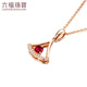 Lukfook Jewelry 18K gold mini skirt ruby diamond pendant without necklace G28DSKP0001R total weight 0.63 grams