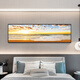 Yijlj Moderne und einfache Schlafzimmer Dekoration Gemälde, Landschaft am Meer, Nachteile, warme Hintergrund Wandhänge Gemälde, leichte luxuriöse nordische Wandbilder, A-9713 120*30 + Öl Canvas Bild + Aluminiumlegierung schwarzer Rahmen