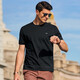Mr. BU Brand Logo runder Nacken mercerisierter Baumwoll-T-Shirt Frühlings- und Sommermode lässig Kurzärmelige Herrenkleidung AT12052 Black 2xl (185)