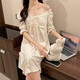 
Xiangyaxin nightgown for women in summer with chest pad new short-sleeved pajamas sweet princess style loose and can be worn outside in mid-length home clothes 3888 meters white M