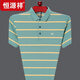 恒源祥中年男士短袖t恤男翻领夏季纯棉冰丝条纹polo 衫半袖男上衣 HH826蓝色 170建议120-140斤