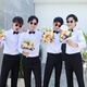 Xinhan bester Mannanzug westlicher Style Brother Anzug Weste weißes Hemd dreiteilige Hochzeitsgruppe Kleidung Großgröße Brudergruppe Hochzeits Hochzeit Kurzhemd Hemd + schwarze Hosen + Schwarze Fliege 3xl regulärer Stil