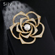 Sili Elegant Camellia Pearl Brooch Retro Light Luxury European and American Temperament Corsage Pin Women's Exquisite Coat Accessories Atmospheric Rotating Camellia
