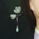 Mengyi antique black sandalwood hairpin magnolia flower hairpin hairpin hairpin tassels step rocking hairpin Hanfu updo versatile daily Fengyulan with tassels
