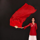 Suican dance fan extended anti-silk square dance yangko long thick fan big red performance fan Wanjiang dance props fan 13 bones 1.5 meters red right hand style