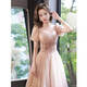 
Seidler French evening dress 2025 new style light luxury niche high-end banquet host Beautiful vocal art exam solo female light nude pink long style S (recommended 86-95 Jin [Jin equals 0.5 kg])