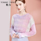 [Same style in shopping mall] Tangli autumn new pink and purple loose pullover hollow mohair sweater for women pink and purple S