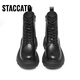 Sigatus neuer Winter britischer Stil Martin Boots Butter Schuhe kurze Stiefel Dicke Sohle erhöhte Frauenstiefel Y3918DD4 TRUFFE Schwarz 35