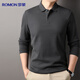 Romon 100% cotton long-sleeved T-shirt men's POLO lapel top cotton bottoming shirt business casual inner wear for men