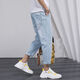 
Zuoyoupin (zuoyoupin) jeans men's cropped pants summer casual straight pants men's fashion boys versatile trendy trousers TC673 light blue S