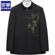 ROMON's new tunic suit, stand-up collar, new Chinese-style suit for men, engagement wedding, groom's high-end handsome suit, two-piece set, jacket + pants XL