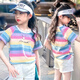 憨憨象女童短袖t恤2025夏季新款纯棉潮T儿童韩版宽松条纹上衣中大童夏装 9922白色 160