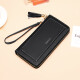 Cnoles Wallet Women's Long Fashion Clutch Simple Versatile Hand-Wrapped Wallet Casual Multifunctional Coin Card Holder K176A Black