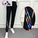 230Jin [Jin equivale a 0,5 kg] pantalones y pantalones de tamaño extra grande de mujeres con pantalones con pantalones de tamaño grande de grasa 200jin [Jin equivale a 0,5 kg] grasa suelta MM Pantalones deportivos de otoño Pantalones casuales 1585 pantalones negros de color inferior 5xl tamaño 200 a 230Jin [Jin equivale a 0,5 kg]]