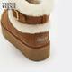 Adolescente Weenie Bear Simples Shops Women's Shoots Botas de nieve para mujeres Botas cortas Botas cortas Lana más vellón Cálido Brown 38