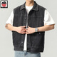 
AEMAPE Apple denim vest men's jacket European and American trendy spring large pocket sleeveless tops fashion brand vest horse clip 9215# black 5XL (recommended 230 250Jin [Jin equals 0.5 kg])