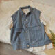 Sleeveless vest workwear denim vest girlfriend ins student punk loose bf style internet celebrity horse clip jacket trend SN0703 9901# blue [collect priority shipment] M Recommended 100-115Jin [Jin equals 0.5 kg]