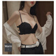 Maohuo (MAOHUO) front button bra for women with small breasts, push-up, non-slip, push-up, strapless, beautiful back bra set, high-end birthday gift, black suit, underwear + underwear 75A B