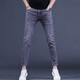 KuRenTou (KuRenTou) 2023 Spring and Autumn New Men's Trendy Smoke Gray Crispy Clipper Jeans Slim-fitting Small-footed Trendy Brand Casual Pants Trendy 1049 Gray 28
