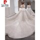 Pierre cardin wedding dress 2024 new style bride main yarn texture large tail pregnant women French light girl small winter single piece white wedding dress XS weight 80 Jin [Jin equals 0.5 kg]