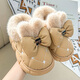 Children's cotton slippers for girls in winter with heel to keep warm indoor and home non-slip cotton boots for middle-aged and older children for girls to wear khaki size 34-35 (suitable for feet 21cm long)