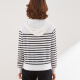 Pash Greater Hoodie Frauen 100% Wolle 25 Frühling neuer Kapuzenstreifen Top Strick Sweater PR-1047 Weiß L.