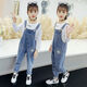Disney (Disney) Girls Denim Overalls Set 2024 Spring and Autumn Girls Jeans Loose Girls Overalls Girls Pants White Embroidery T 110