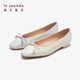 
Lairsdan Spring New Elegant Bow Ballet Flat Heel Flat Sole Women's Shoes Round toe Leather Single Shoes 5M15602 Grey GYK 37