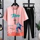 
GEGUSEN (GEGUSEN) teenager short-sleeved T-shirt boy 12-15 years old junior and senior high school students pure cotton clothes big children handsome sports suit trend TZ683 light coffee (short sleeves + long trousers) L (98-110Jin [Jin equals about 0.5 kg])
