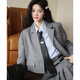 Plum Ripe St. Martin's Temperament Gray Suit Suit Women's British College Style Casual Jacket Half Skirt Gray Plaid (Short Suit) S