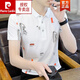 皮尔卡丹（pierre cardin）夏季商务休闲男装短袖t恤翻领条纹polo保罗衫中青年大码衣服 7029条纹白色 L