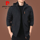 Pier Cardin 2025 New Windbreaker Holded más chaqueta de terciopelo chaqueta de hombres de mediana edad para hombres Otoño e invierno Capel-Capualy Men's Clothing 9888 [Azul oscuro] Sombrero extraíble L