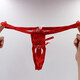 ZKHE men's fun underwear sexy loophole bundled thong T-pants easy to enter and exit pants 60Jin[Jin equals 0.5 kg] couple's sexy underwear triangle with hole black
