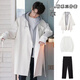 An Chuxia holiday two-piece mid-length windbreaker men's casual suit Korean style spring and autumn coat loose clothes men's coat trend apricot three-piece suit XL
