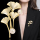 Ancient ginkgo leaf brooch, high-end women's light luxury corsage, exquisite niche pin buckle, suit, coat, scarf buckle X134 ginkgo leaf pearl brooch