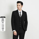 Ayou Fat Suit Men's Business Formal Wear New Groomsman Wedding Suit Professional Commuting Two-piece Dress Black 5XL