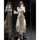 Yanlifen Französisch sanfte Stil Weiß Chiffon Kleid Frauen Herbststil Temperament Schöne unregelmäßige Geburtstagskleid Sommerkleid L L.