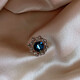 Idel retro imitation blue crystal anti-exposure buckle brooch Japanese fashion fixed clothing accessories neckline decoration birthday gift elegant blue corsage XZ0191