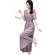 
QIYUN brand women's clothing, new Tennis dress for women 2024 new summer brand high-end European temperament long skirt, purple pink M [Suggested 105 Jin [Jin equals 0.5 kg] below]